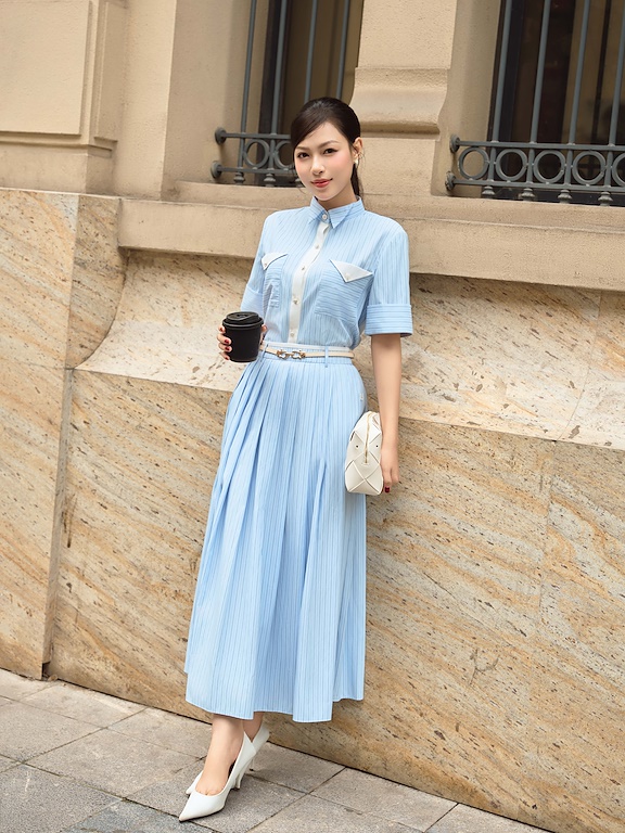 Chân váy kẻ xòe xếp ly_A.1-2960